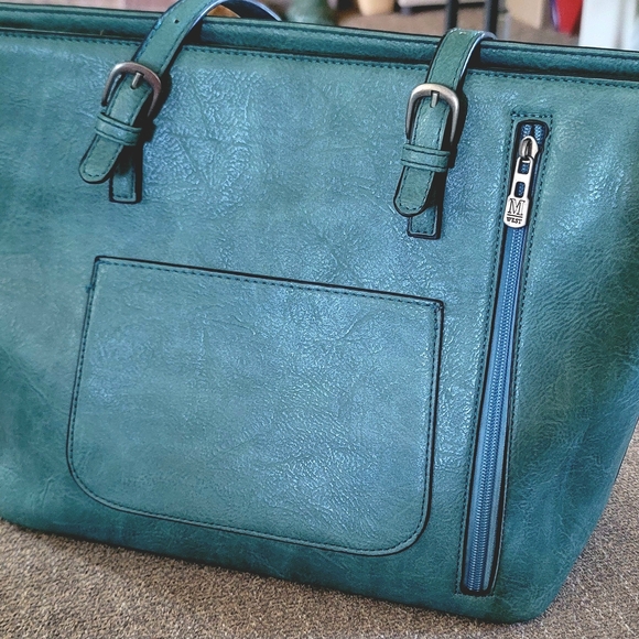 Montana West Teal Tooled Conceal Carry Tote Bag - Picture 2 of 8